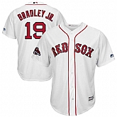 Red Sox 19 Jackie Bradley Jr. White 2018 World Series Champions Team Logo Player Jersey Dzhi,baseball caps,new era cap wholesale,wholesale hats
